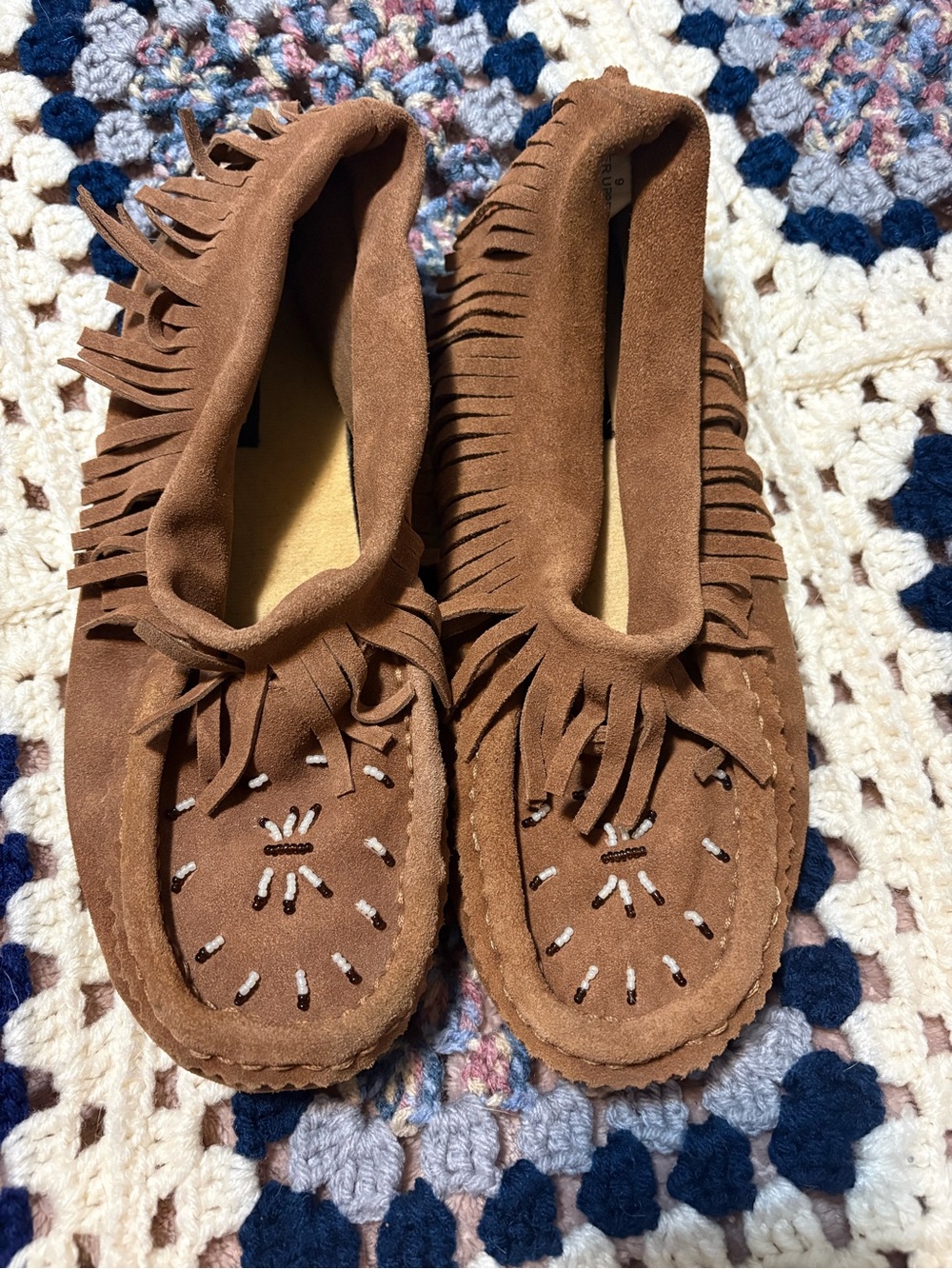 Zigi Soho Brown Fringe Beaded Moccasin Loafers